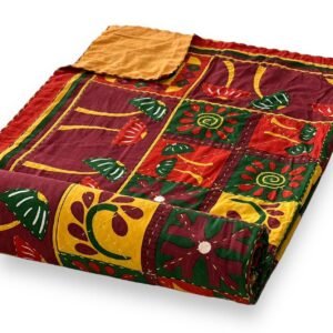 Jaipuri Printed Kantha Work Double Bedcover Size- 90X108 - 2 Layer (Multicolor) By Printsbymitu