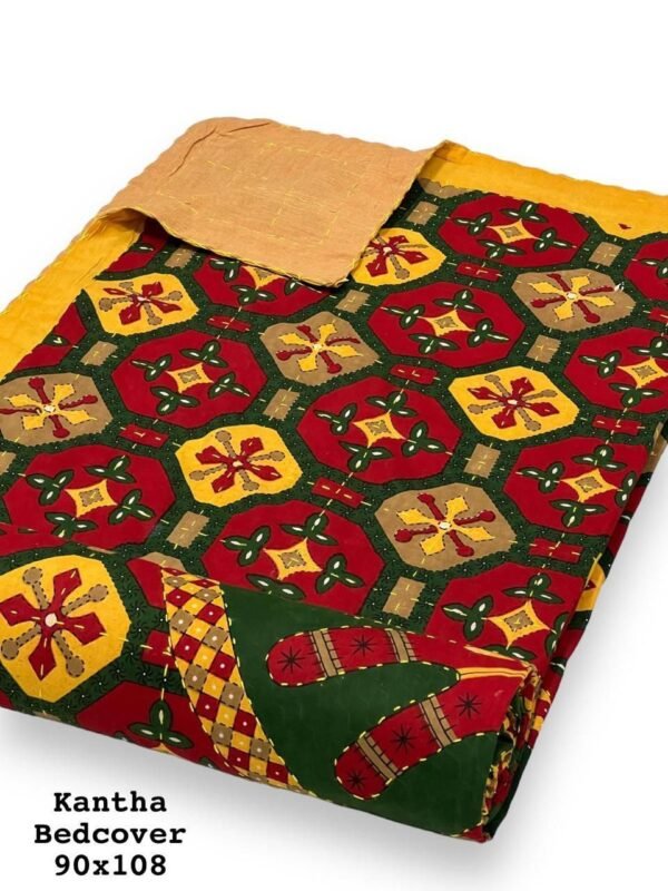 Jaipuri Printed Kantha Work Bedcover Size- 90X108 - 2 Layer (Multicolor)