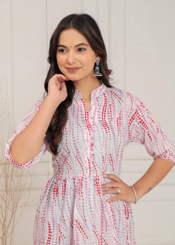 Red Printed Cotton Midi Dress