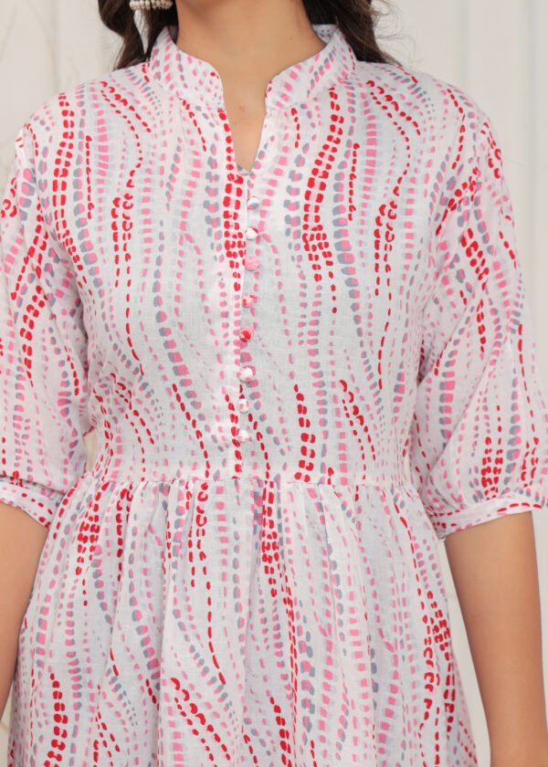 Red Printed Cotton Midi Dress - Image 2